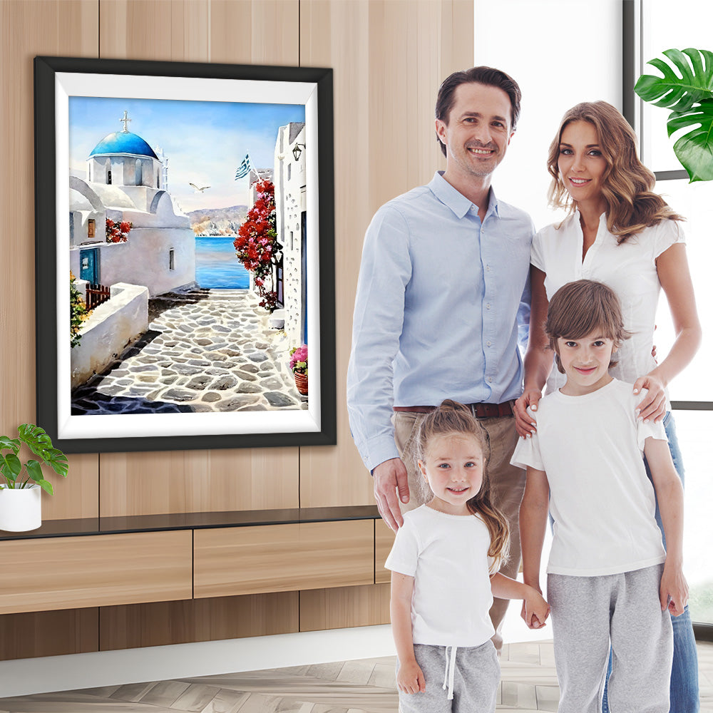 Sonnige Stadt am Meer Diamond Painting