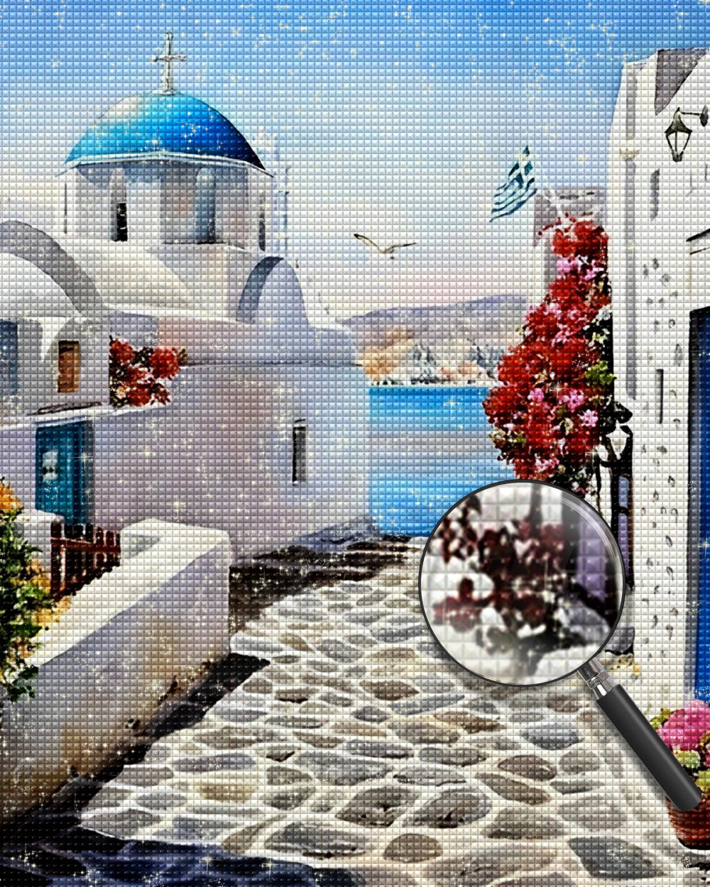 Sonnige Stadt am Meer Diamond Painting