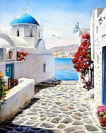 Sonnige Stadt am Meer Diamond Painting