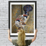 Spatzen auf dem Hanfseil Diamond Painting