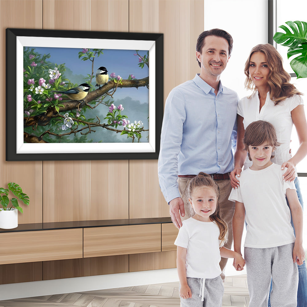 Spatzen auf dem Pfirsichbaum Diamond Painting