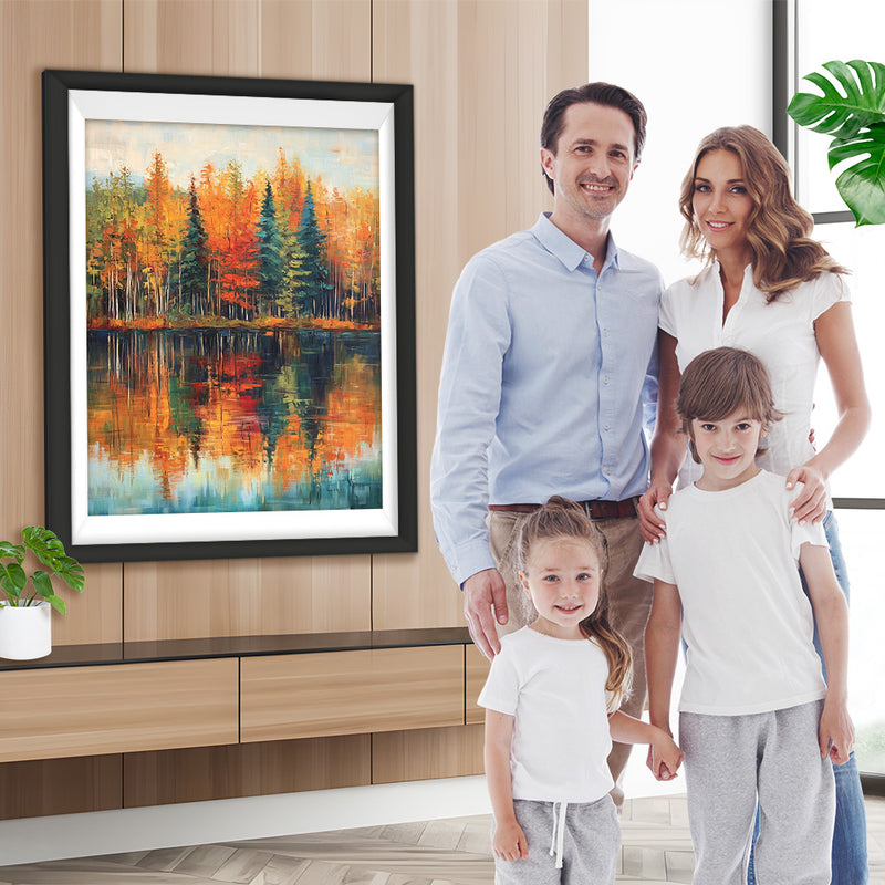 Spiegelung der Herbstwälder Diamond Painting