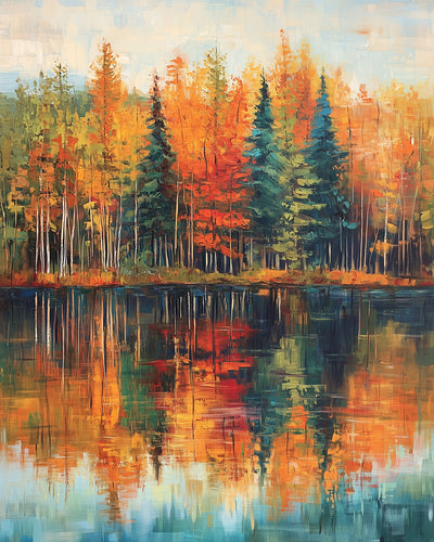 Spiegelung der Herbstwälder Diamond Painting