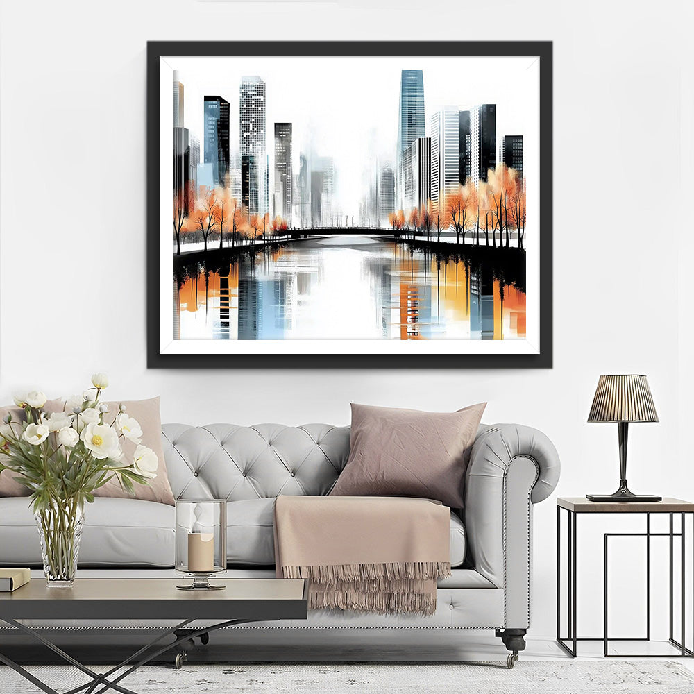 Stadt Gebäude Reflexion Diamond Painting