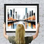 Stadt Gebäude Reflexion Diamond Painting