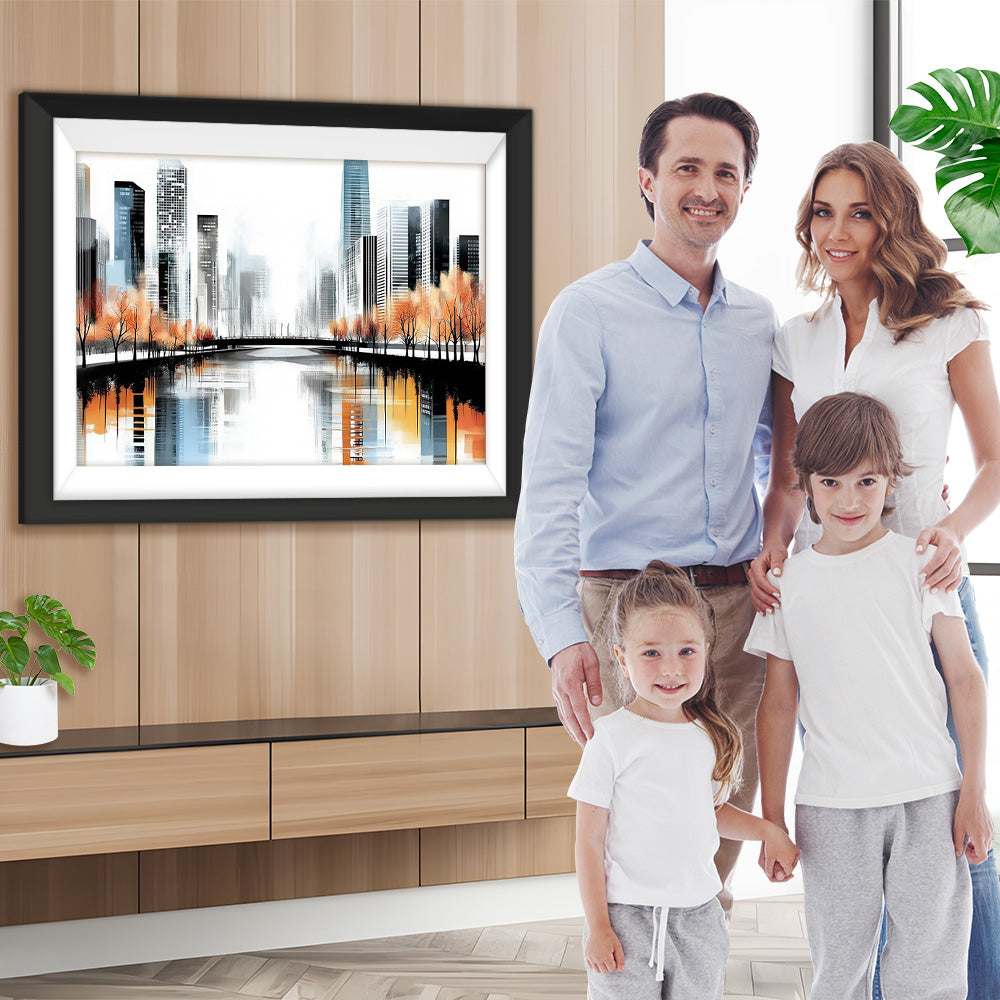 Stadt Gebäude Reflexion Diamond Painting