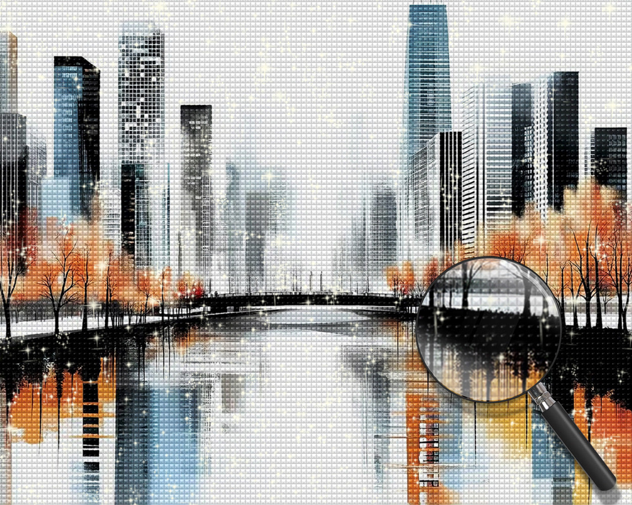 Stadt Gebäude Reflexion Diamond Painting