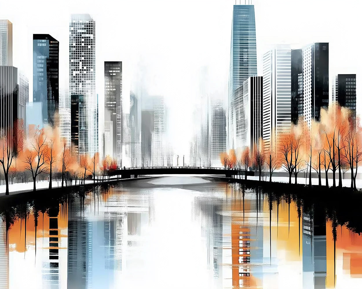 Stadt Gebäude Reflexion Diamond Painting