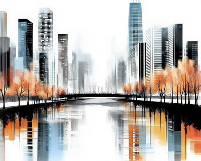 Stadt Gebäude Reflexion Diamond Painting