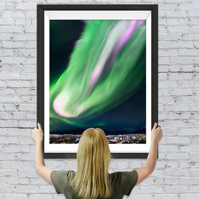 Stadt im Polarlicht Diamond Painting