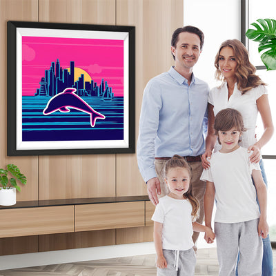 Stadt und Delfin Diamond Painting