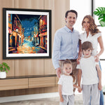 Stadtstraße bei Nacht Diamond Painting