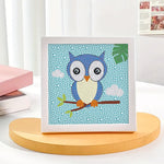 Steinkauz auf einem Ast Mini-Kristallpünktchen Diamond Painting