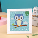 Steinkauz auf einem Ast Mini-Kristallpünktchen Diamond Painting