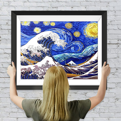 Sterne, Mond und Wellen Diamond Painting