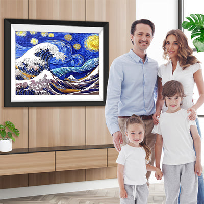 Sterne, Mond und Wellen Diamond Painting