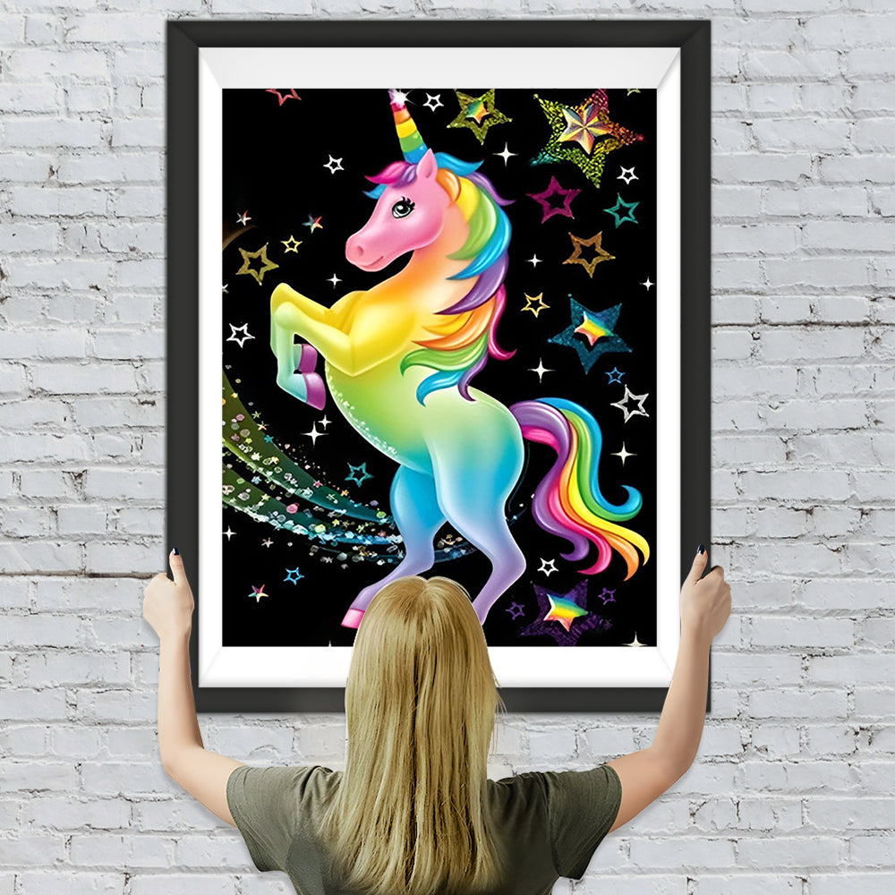 Sterne und buntes Einhorn Diamond Painting