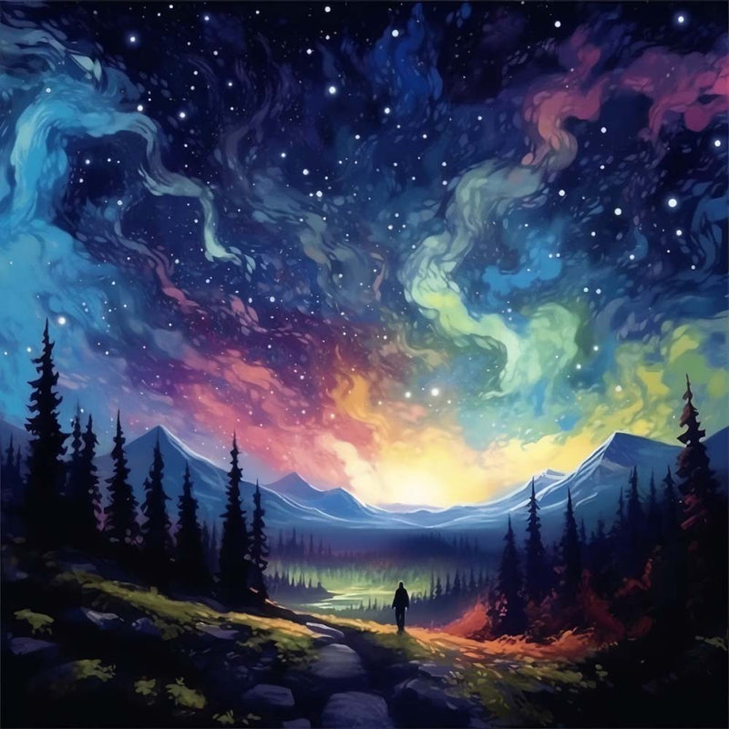 Sternenhimmel mit Aurora Diamond Painting