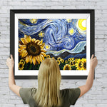 Sternenhimmel und Sonnenblumen Diamond Painting
