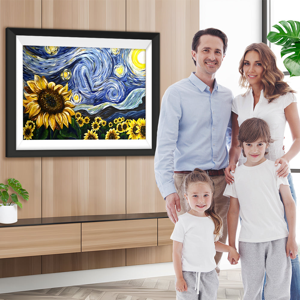 Sternenhimmel und Sonnenblumen Diamond Painting