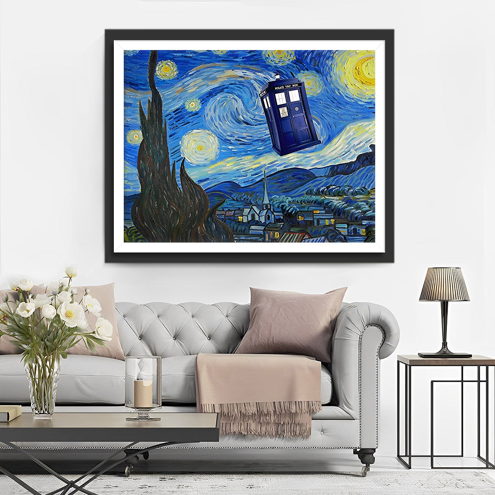 Sternenhimmel und Telefonzelle Diamond Painting