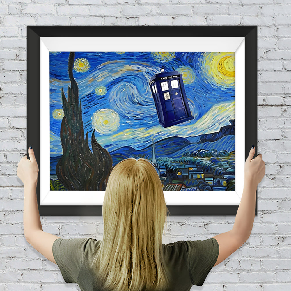 Sternenhimmel und Telefonzelle Diamond Painting