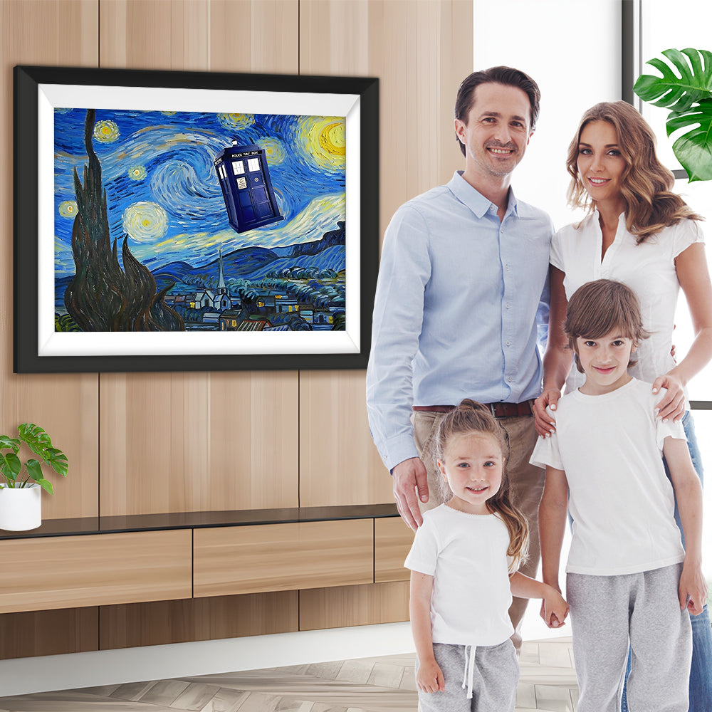 Sternenhimmel und Telefonzelle Diamond Painting