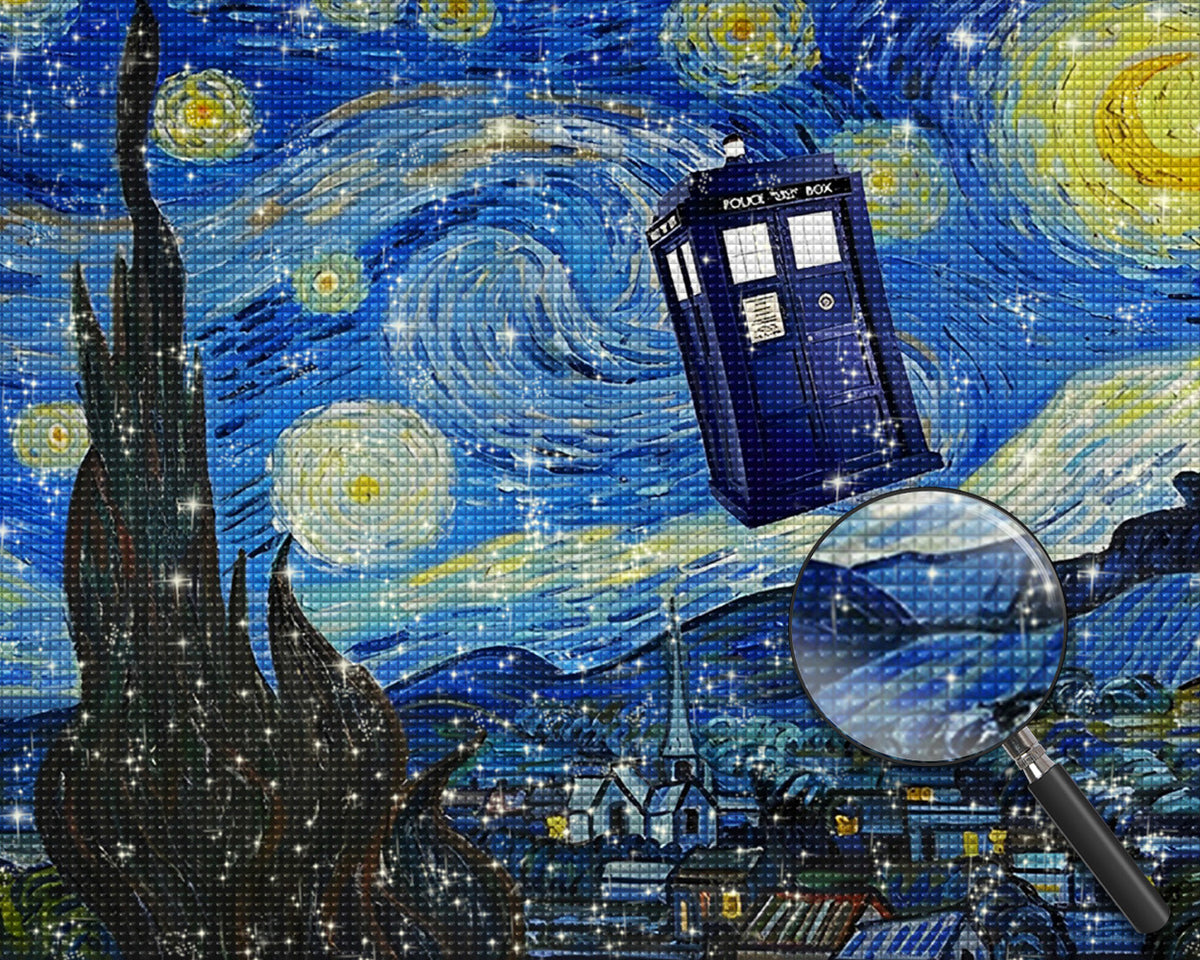 Sternenhimmel und Telefonzelle Diamond Painting