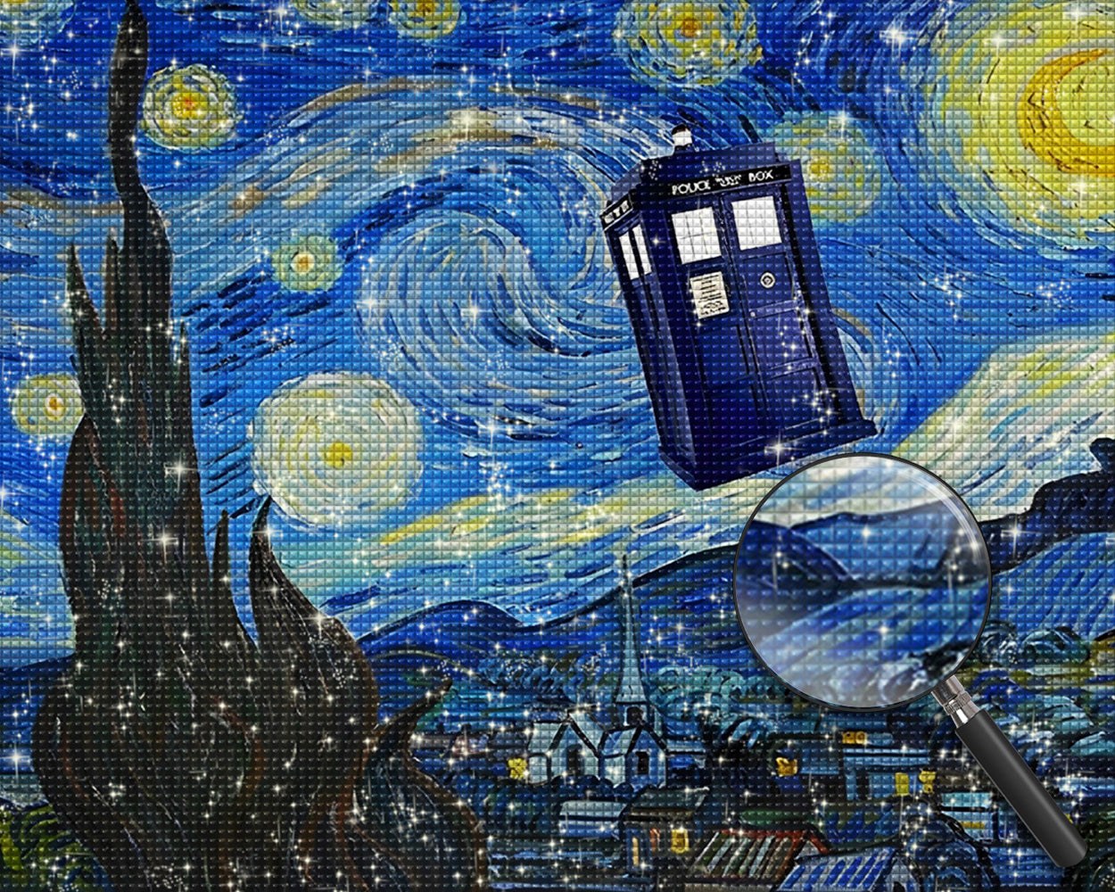 Sternenhimmel und Telefonzelle Diamond Painting