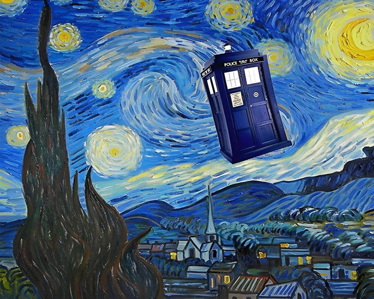 Sternenhimmel und Telefonzelle Diamond Painting