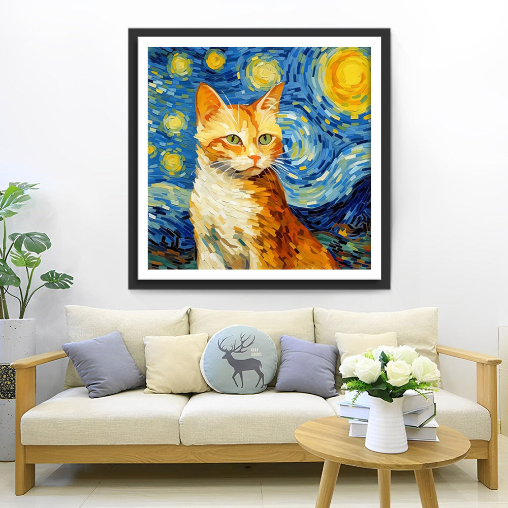 Sternennacht Katze Diamond Painting
