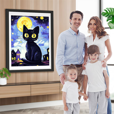 Sternennacht Schwarze Katze Diamond Painting