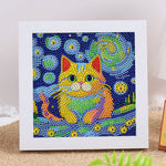 Sternennacht und Katze Mini-Kristallpünktchen Diamond Painting