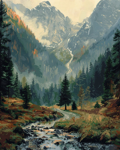 Stille Berge und Wälder Diamond Painting