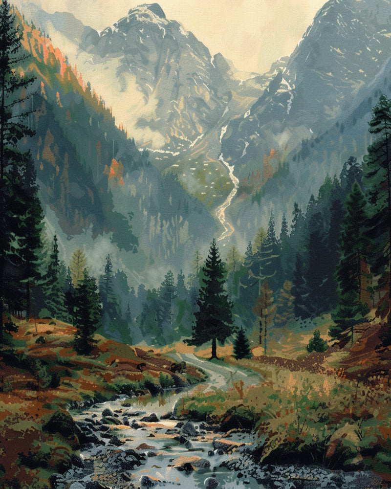 Stille Berge und Wälder Diamond Painting