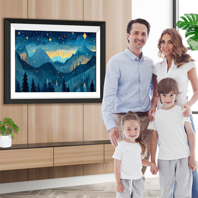 Stille Berge unter dem Sternenhimmel Diamond Painting