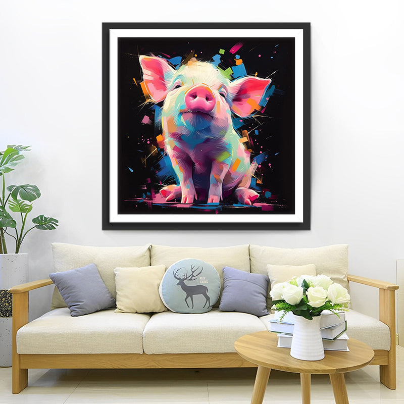 Stolzes kleines rosa Schweinchen Diamond Painting