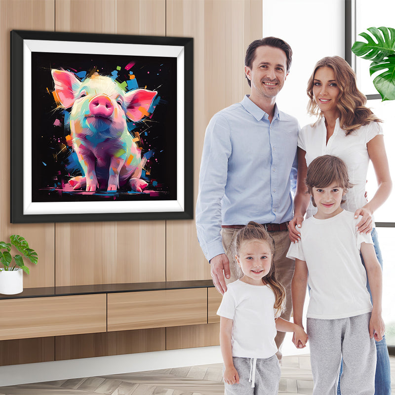 Stolzes kleines rosa Schweinchen Diamond Painting