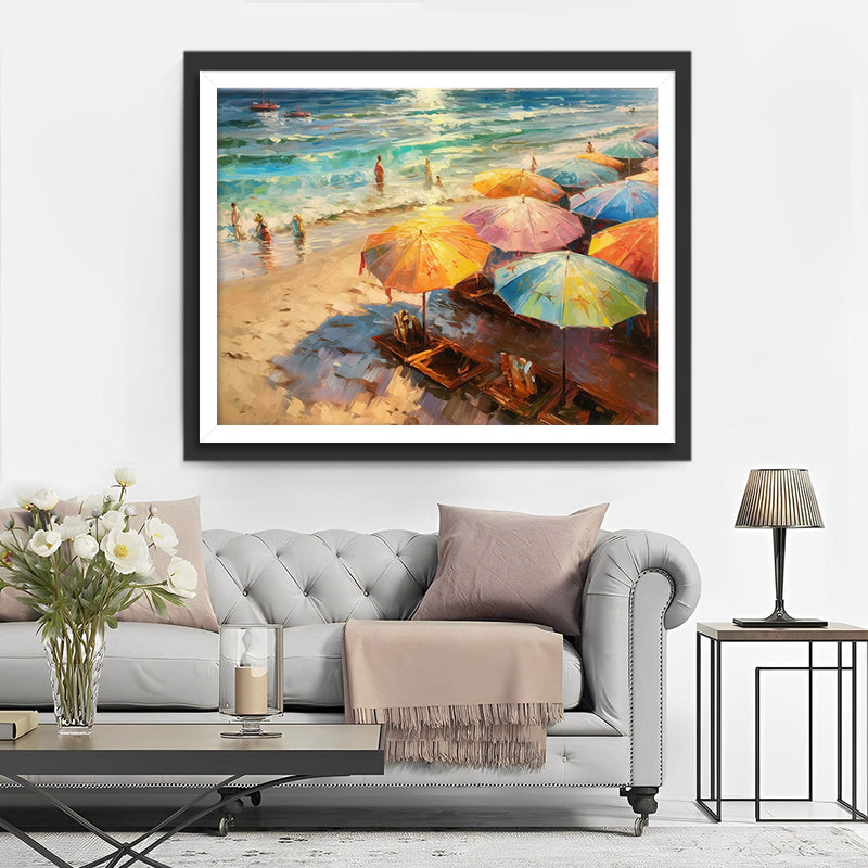 Strandkorb am Strand Diamond Painting