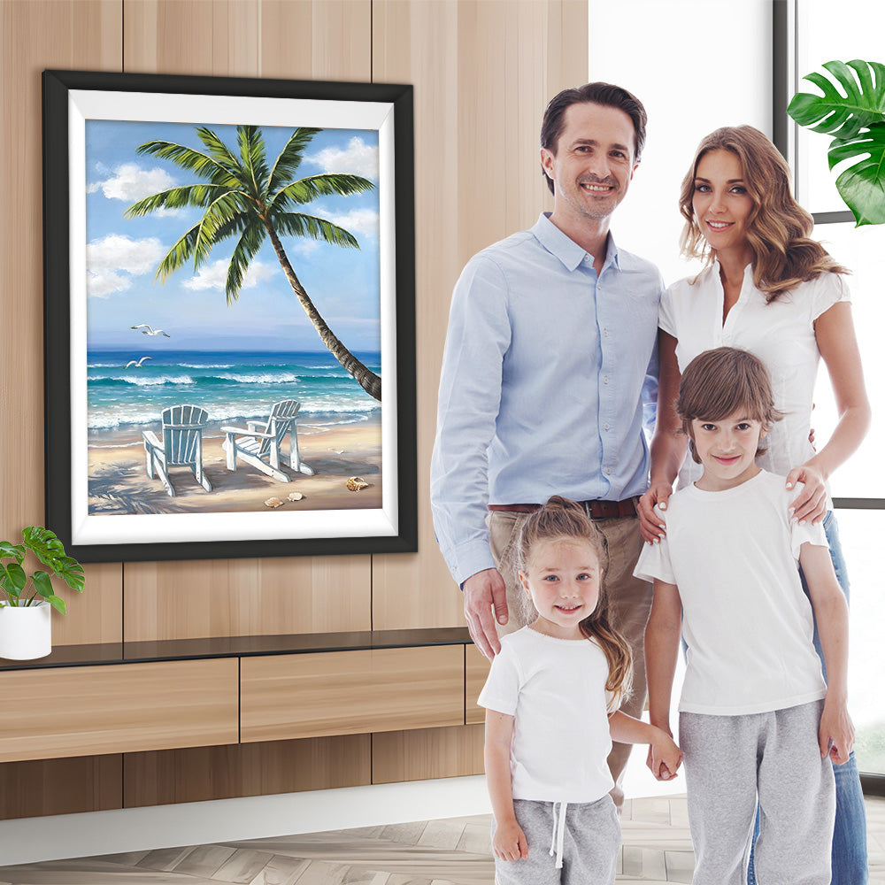 Strandstühle und Palmen Diamond Painting