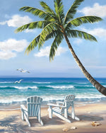 Strandstühle und Palmen Diamond Painting