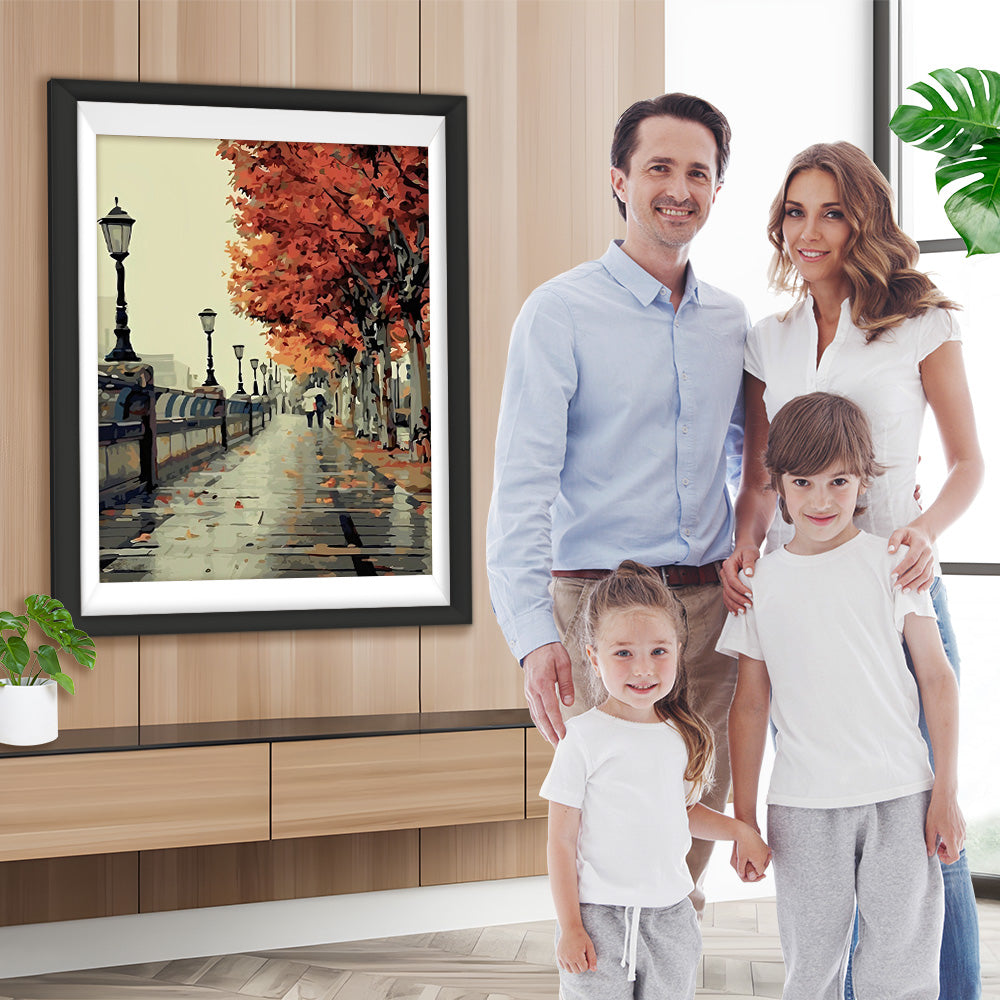 Straße nach Regen im Herbst Diamond Painting