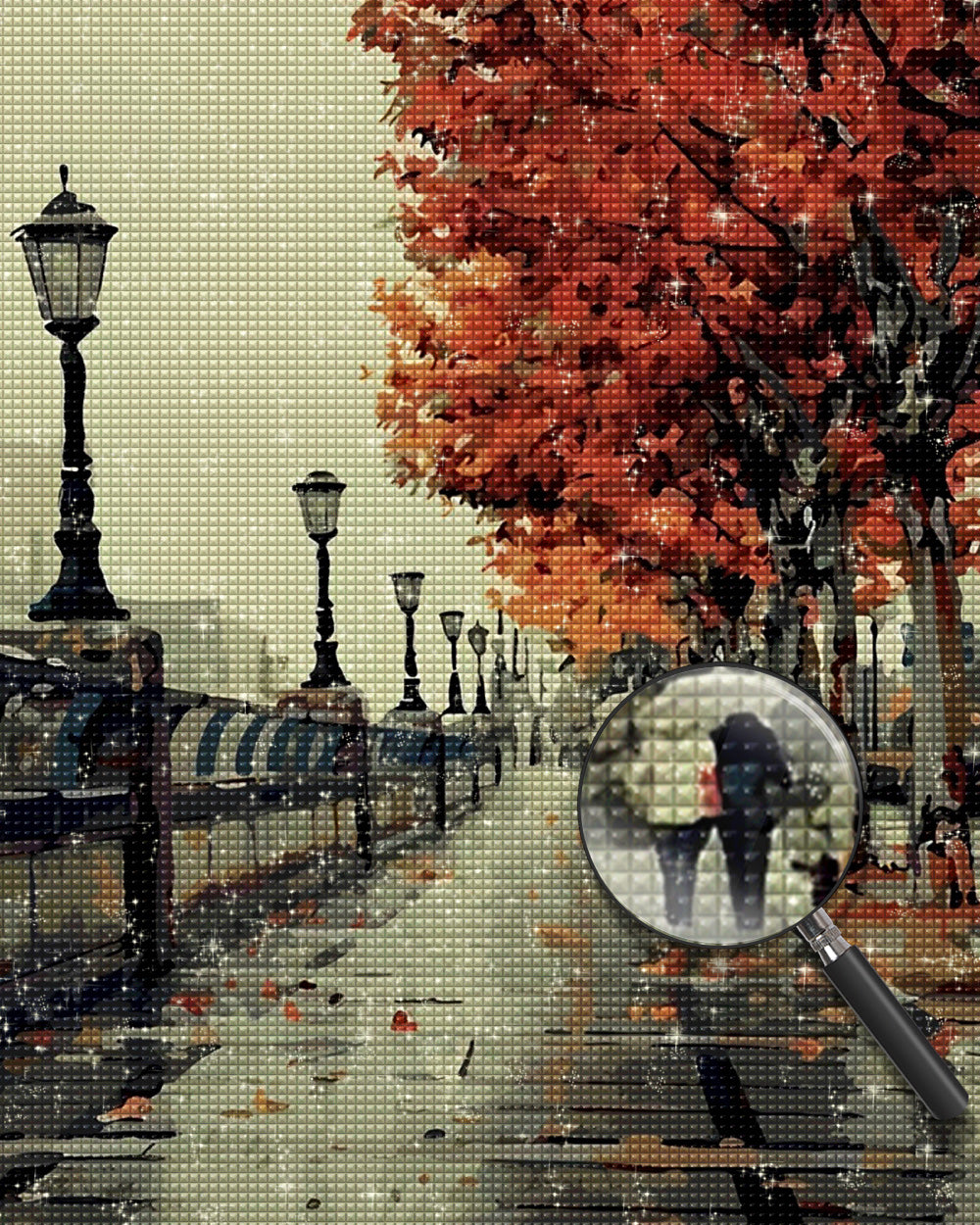 Straße nach Regen im Herbst Diamond Painting