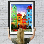 Straße voller farbigen Häusern Diamond Painting