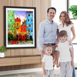 Straße voller farbigen Häusern Diamond Painting