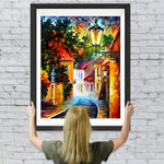 Straßenlaterne in einer kleinen Stadt Diamond Painting