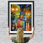 Straßenlaternen im nächtlichen Regen Diamond Painting