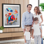 Stylische Frau und Blumen Diamond Painting