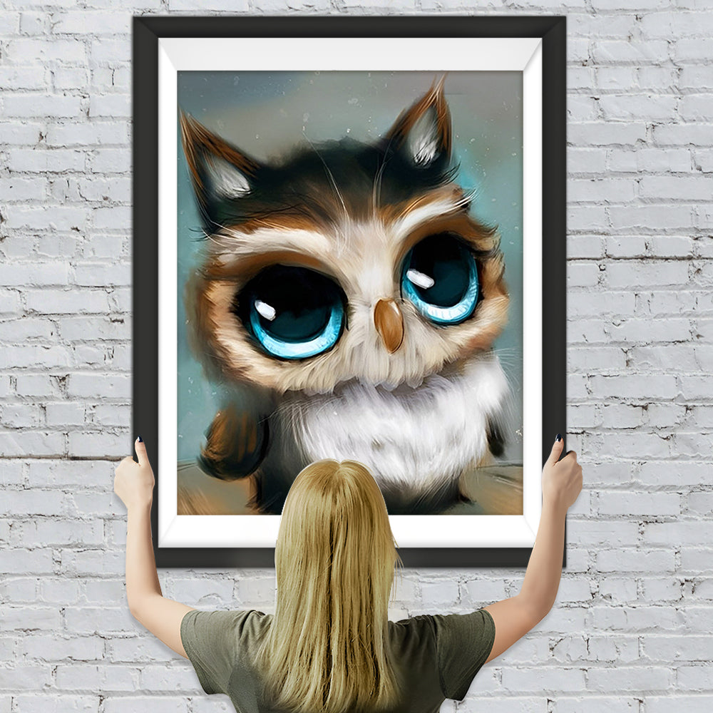 Süße Eule mit blauen Augen Diamond Painting