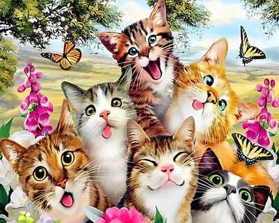 Süße glückliche Katzen Diamond Painting